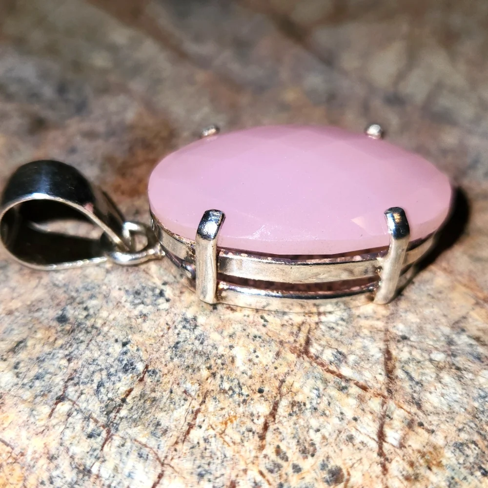 Pink Chalcedony & Sterling Silver Pendant